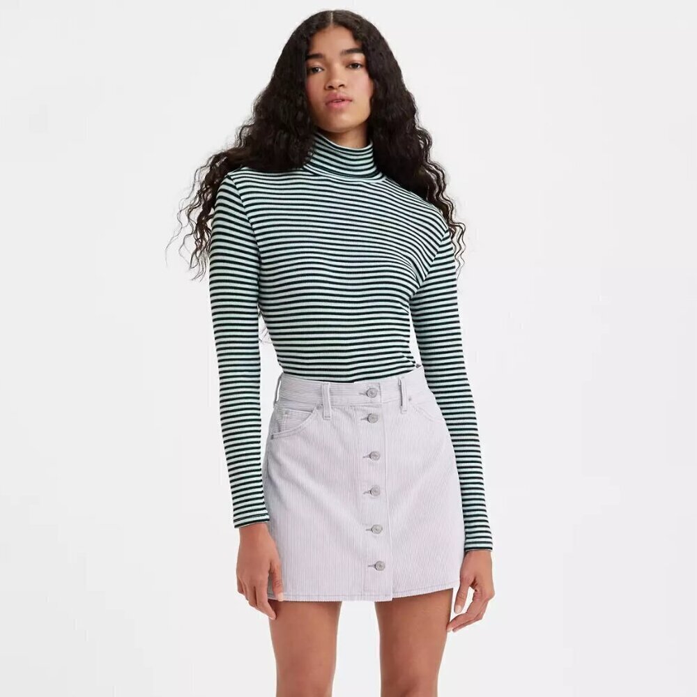 Levi's Buttonfront Corduroy Skirt- Purple Cord A-Line Mini Skirt- Size 25